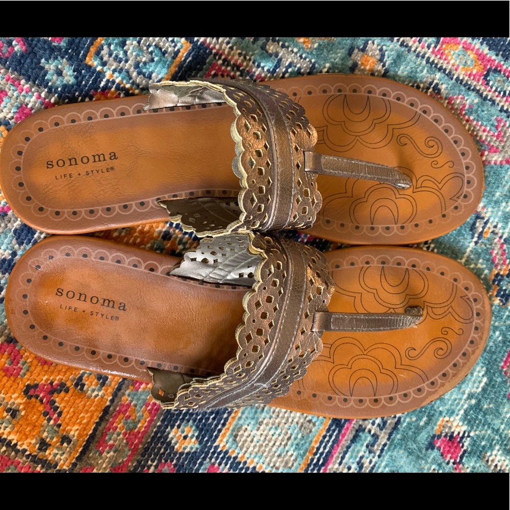 Sonoma metallic slip on sandals